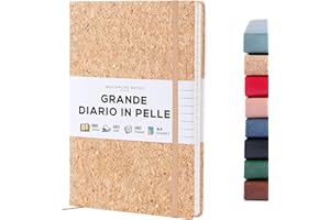 Beechmore Books Taccuino a Righe - A4, Disegno in Sughero I Diario XL con Copertina Rigida in Pelle Vegana, Carta Color Avorio Spessa 120g/m², Confezione Regalo, Per Scrittori, Giornalisti e Studenti