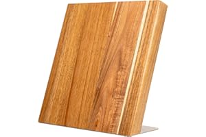 Coninx Bloc à Couteaux Aimanté en Bois d'Acacia | 27.5x27.5CM | Bloc Couteau Magnétique | Range Couteaux de Cuisine | Aimant Puissant | Pieds Antidérapants | Porte Couteaux Aimanté | Support Couteaux