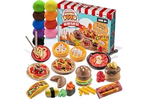 Original Stationery Kit de Arcilla para Modelar Mini Comidas del Mundo, 10 Colores de Arcilla de Modelar y Esculpir - Más de 19 Piezas para Hacer Mini Alimentos de Manualidades Regalos Niños