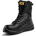 Black Hammer Genuine Leather Combat Boots for Men: Military Tactical Police Work Safety Boots with Steel Toe Cap, Lightweight Ankle Support Outdoor Use 6666