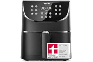 ‎COSORI COSORI Heißluftfritteuse Airfryer, Testsieger 2024, 11-in-1 Air Fryer XXL 5,5L, Friteuse Heissluftfritteuse mit Shake-Reminder, 100 Rezepte, 55 Prozent energiesparend, spülmaschinenfest, CP158-AF