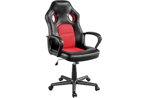 Yaheetech Ergonomic Gaming Chair Leather Racing Chair Computer Desk Chair with Lumbar Support and Arms for Gaming Study Office Red