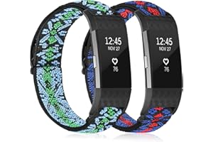 YCHDDER Solo Loop Elastische Armband kompatibel mit Fitbit Charge 2，Einstellbare Gemütlich Atmungsaktives Dehnbarer Nylon Sport Ersatzarmbänder für Herren Damen