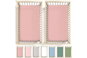 Bunnyjik GOTS Organic 2 x Travel Cot Sheets 95x65 Fitted - Double Thickness & Ultra Soft - 100% Organic Cotton Sheets for Travel Cot Mattress 95 x 65 Compatible with Red Kite | Graco | Cuggl Models