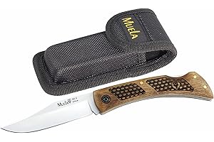 ELECTROPOLIS Navaja Muela BT BT-9NG, cachas de Madera Nogal, con Bloqueo, Hoja de 9 cm, tamaño Total 19 cm + Tarjeta Multiusos de Regalo