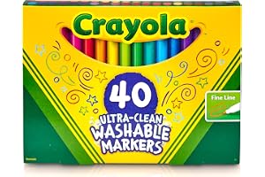 Crayola Ultra Clean Washable Markers, Fine Line Marker Set, Gift For Kids, 40 Count