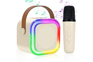 MICQUTR Karaoke Machine Kids with 1 Wireless Microphones, Portable Bluetooth Speaker Kids Karaoke Machine with Led Lights, Girls Toys Birthday Gifts for Kids,14-18 Years Old