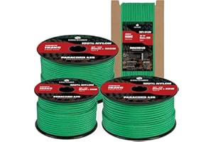 Kamu Synber 425 Paracord 3mm x 15m 100% Nylon Rope 3 Strands Parachute Cord Type II for Outdoor, Crafting, DIY | Support 192kg | Jade Green