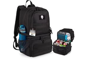 BUNNYCHIC Sac à Dos glacière Tactique Double Compartiment pour Homme – Grand Sac Repas Isotherme avec 2 Sections, Sac Isotherme Souple