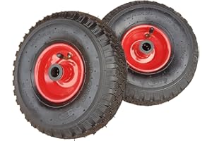 2 x FROSAL Sackkarrenrad Luftrad Stahlfelge Rot | Rad Bollerwagen & Sackkarre | Ersatzrad | 20 mm Achse | Rollenlager 3.00-4 | Sackkarrenrad Set | Kit