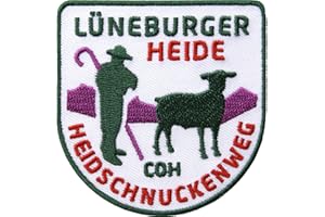 ‎CLUB OF HEROES Lüneburger-Heide, Heidschnuckenweg Patch 64 x 66 mm gestickt/Aufnäher Aufbügler zum aufnähen aufbügeln auf Kleidung Rucksack/Wandern Wanderweg Wanderführer/Club of Heroes
