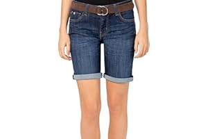 Sublevel Damen Jeans Bermuda-Shorts mit Veloursleder Gürtel
