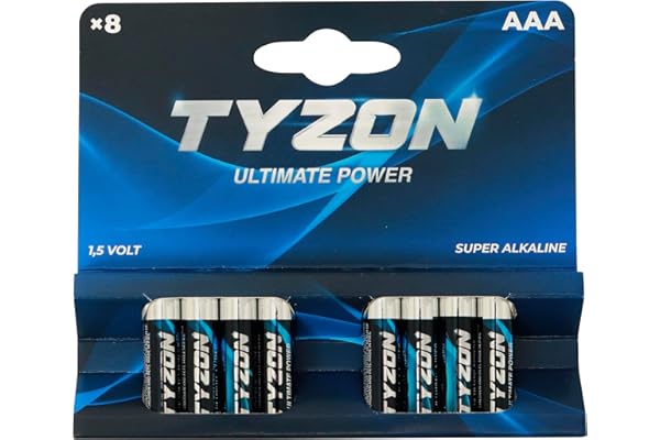 TYZON Pilas alcalinas AAA 8 Piezas - Baterías Desechables duraderas para electrodomésticos