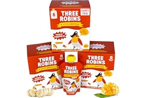 Three Robins Totally Tropical Little Smoothies - Real Fruit and Veggies, No Added Sugar, School Lunchbox Friendly, On the Go Snacking for Kids, Dairy Free, Healthy (18 x 100g)