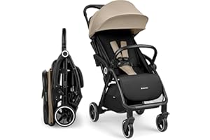 KIKKA BOO KikkaBoo Buggy Kinderwagen Reisebuggy CIELA, Bis 22 kg, Leicht (7,1 kg), One-Hand-Faltbar, Atmungsaktiv & Wasserabweisend, Inkl. Regenschutz, Beige