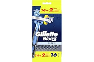 Gillette Blue3 Smooth Rasoir Jetables, 16 Rasoirs, La Bande Lubrastrip, [OFFICIEL]