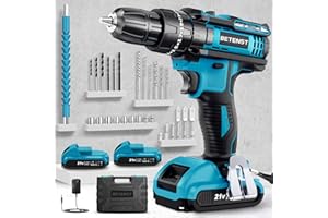 BETENST Trapano Avvitatore Batteria 21V, Avvitatore a Batteria con 2 Batterie da 2.0Ah, 42N.m Trapano Percussione, 25+3 Coppie, 2 Velocità, 14 Accessori, Luce a LED Per Fai da te, Casa e Giardino