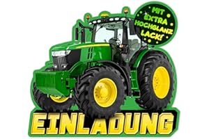 ‎VULAVA VULAVA 12x Traktor EINLADUNGSKARTEN KINDERGEBURTSTAG Junge Mädchen - die Trecker PARTY Karten sind die Traktor EINLADUNG für Jungen Mädchen Kinder GEBURTSTAG Bauernhof KINDERPARTY Schlepper Pferde