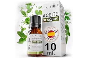LAIOL Aceite de Orégano 10 ml - Puro 100% Natural con Carvacrol - Aceite Esencial de Orégano Líquido y Orgánico - Uso Alimentario y Terapéutico - Gotas Concentradas para Bienestar, Defensa y Cuidado