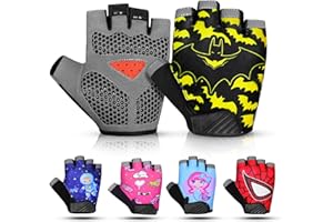 SAGA SPORTS Gants Moto Enfant Demi-Doigt | Antidérapants, Rembourrés & Fingerless | Gants BMX Enfant & Gants de Cyclisme Garçon Fille Idéal pour Vélo, MTB, Gymnastique