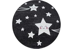 Bravich Kids Rug for Bedroom, Playroom, Nursery & Active Areas - Grey Stars Rug, Super Soft with Anti-Allergic Materials, Kids Rugs for Bedroom & Play Area