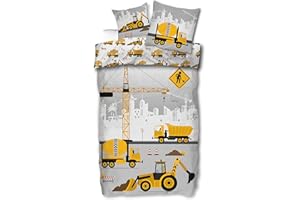 ‎SKYBRANDS SkyBrands Bettwäsche 100x135 Junge Kinderbettwäsche 40x60 Kissen-Bezug [Baumwolle] Traktor Bettwäsche Bagger Bettwäsche Baustelle