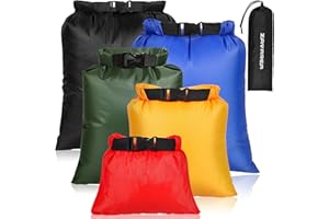 ZAVAREA Waterproof Dry Bag Set, Lightweight Drybag Canoe Bags with 1.5L, 2.5L, 3.5L, 4.5L, 6L Dry Sacks Waterproof Bags for Kayaking Rafting Boating Hiking Camping Travel Backpacking Storage Boat Dry Bags