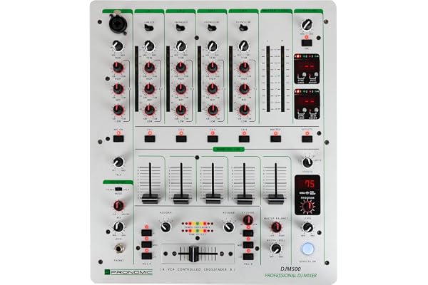 Pronomic DJM-500 Mixeur DJ 5 Canaux - Compteur BPM Auto et 2 Modes Cue - Effets Intégrés avec 46 Presets - Argent