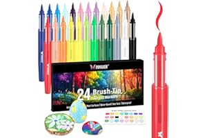 ‎PAMAKER Pamaker 24 Farben Acrylstifte mit Pinselspitze & Direkt-Tintenfluss – Wasserfeste, deckende Acrylmarker für Stein, Holz, Glas, Leinwand, Stoff & DIY-Kunstprojekte