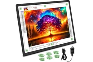 TOHETO Rechargeable Magnetic A2 Light Board 25.2''x18.4'', Large Diamond Painting Light Pad with Side Buttons, 3 Light Colors Light Box for Tracing and Drawing, Dimming LED Light Table for Sketching