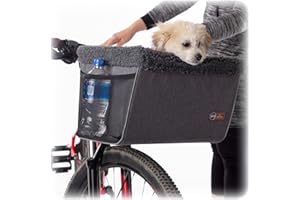 K&H Pet Products Fahrradkorb für Hunde, universelle Passform, für Katzen, Hunde, Haustiere, Fahrradkorb mit Vorderradhalterung im Lieferumfang enthalten, waschbares Futter, starker Metallkorb, 2