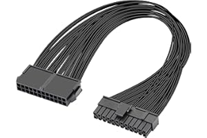 GELRHONR Cable de extensión PSU de 24 pines, placa base ATX PSU de 24 pines (20+4) macho a hembra, cable de extensión de 1 pie