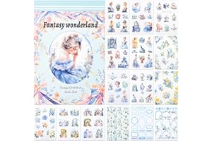 NOTIONSLAND 20 Blatt Scrapbook Stickers Book, 100+ Journaling Aufkleber für Scrapbooking Supplies, PET Ästhetische Vintage Aufkleber für Scrapbooking