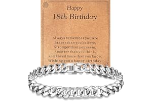 Aidenn 13th 16th 18th 21st 30th 40th 50th 60th 70th Birthday Gifts for Men Boys, Cuban Chain Bracelet Mens Birthday Gifts for Him Grandad Dad Son Brother Friend, Birthday Gift Ideas