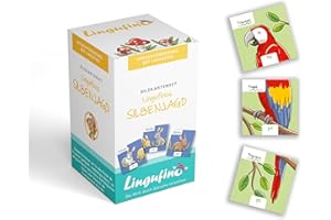 DIALOG TOYS - Bildkarten Set Lingufinos Silbenjagd - 64 liebevoll illustrierte Bildkarten zur Sprachförderung mit Lingufino - für Kita, Logopädie, Vorschule und Zuhause