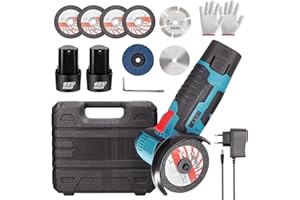 Geevorks Mini Meuleuse D'Angle Sans Fil 19500RPM 12V Professional Disqueuse Sans Fil avec 2 batteries 2000mAh, Meuleuse d'angle pour Meuler et Polir, Couper