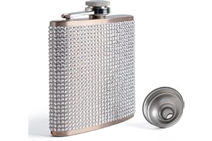 SPDYCESS Edelstahl Flachmann 6oz Diamant Frauen Flachmänner mit Trichter Tragbar Flachmann von Alkohol zum Wandern Hochzeit Reisen Party
