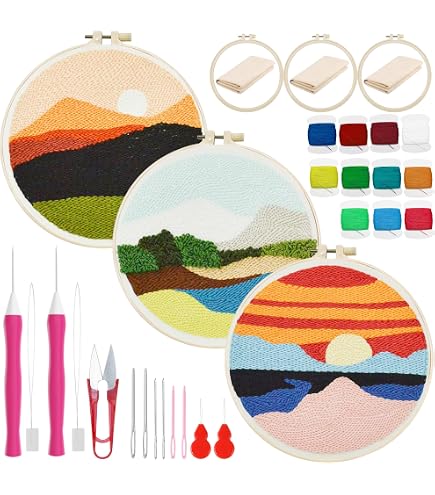 Punch Needle Set Kissen WATINC 22 Stück Craft Punch Needle Untersetzer Kit DIY | WhichOne Diy Set Erwachsene