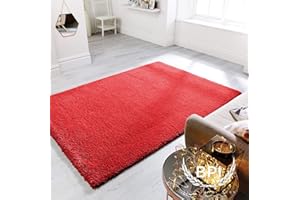 BPIL Unique Modern Large Small Non-Shedding Shaggy Rugs Soft Thick Pile Rectangle Red Color Rug (120x170cm)
