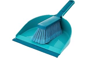 Leifheit Kit de balayage manuel Classic, balai pratique avec extrémités épissées, pelle-balayette solide avec lèvre en caoutchouc extra-longue et raclette d'angle