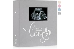 Lanpn Baby Fotoalbum 4x6 600 Taschen, Leineneinband Ultraschallalbum, Sonogramm Bildalbum, Neugeborenes Bebe Erinnerungsbuch Fotobuch mit Frontfenster, Geschenk für Junge Mädchen Babyparty Geburtstag