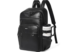 Unisex 28L läderryggsäck med laptopfack upp till 17 tum, USB-port, RFID-väska, perfekt för resor till arbete, studier och hel