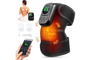 HUMILUFT Knee Massager, 3 in 1 Update Cordless Heated Knee Support Wrap with Vibration & EMS Treatment, Rechargeable Heating Massager Wrap for Joint Pain Relief, Heating Vibration Massage for Arthritis