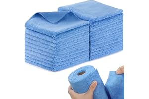 Fantasticlean Coral Fleece Panni per la Pulizia, Rotolo di Panno in Microfibra Strappabile, 20 Pezzi Asciugamani Riutilizzabili per Lavaggio, Asciugatura e Lucidatura 35 x 35 cm - Blu