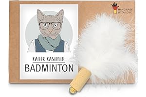 KATER KASIMIR Volano di alta qualità: giocattolo sostenibile per gatti realizzato a mano in Germania e con amore. Palla da gioco per gatti in sughero naturale e piume naturali.