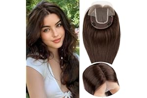 ORIGINEA Volumateur Capillaire Femme Cheveux Naturel Avec Devant en Dentelle Topper Cheveux 14 * 15cm Mono Base Humain Toupet Extension a Clip Cheveux (30cm-70g, 2)