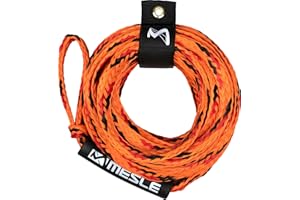 Mesle Pro 4P 60' Cuerda de Remolque para Deportes acuáticos y Deslizadores náuticos, con Flotador, Cuerda de Remolque para 4 Personas, Longitud 18,3 m