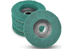 NuoDunco 5 Pieces 4.5" x 7/8" Nylon Fiber Slat Disc 180 Grit Sanding Discs for Removing Rust and Cleaning