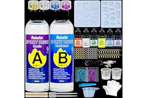 Roizefar Resin Kit for Beginners with Moulds, 380ml Crystal Clear Epoxy Resin Kit for Coating and Casting with Molds, Foil Flakes, Resin Color Pigment, Sequins for Art, Craft, Jewelry Making