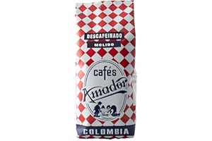 Cafés AMADOR - Café DESCAFEINADO MOLIDO FINO Natural Arábica - COLOMBIA (Molienda para Cafetera Italiana/Espresso) 250g